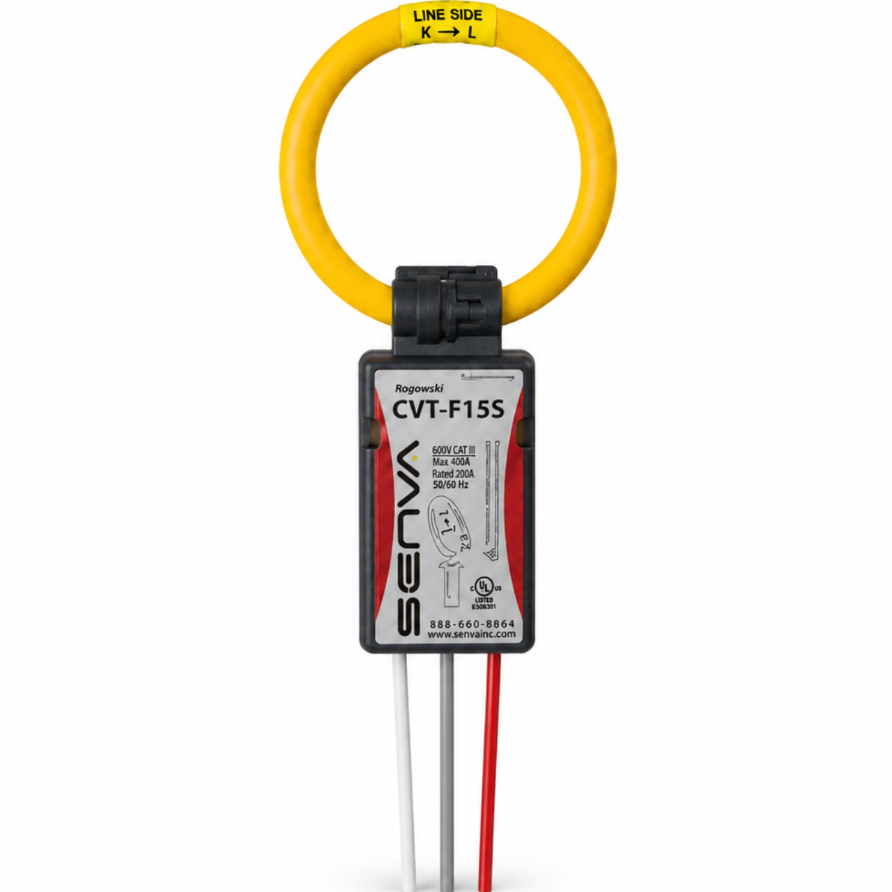 Senva CVT-F15S-L10-C2 : Flexible Split-Core Rogowski CVT, 1500A Operating Range, 9-Inch Rope, 10 ft Red Lead, for EM-RS485 & EM-PULSE Meters, Buy American Act & TAA Compliant